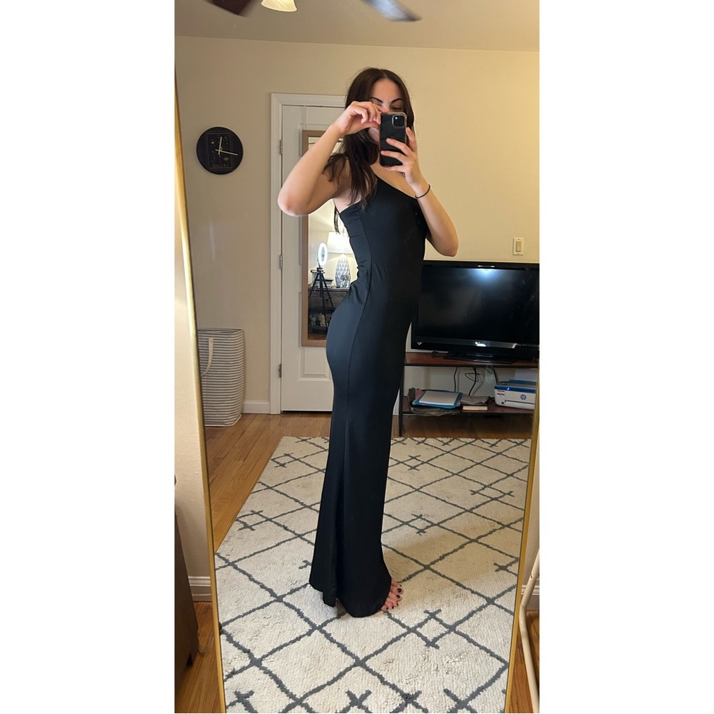 Beautiful Long Black Slip Dress - Picture 3 of 5